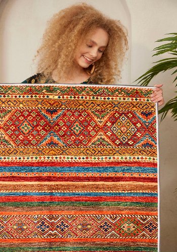 TEPPI WOOSONIL136 gulvtppe m. mnster, rektangulr - multifarvet bomuld (50x80)