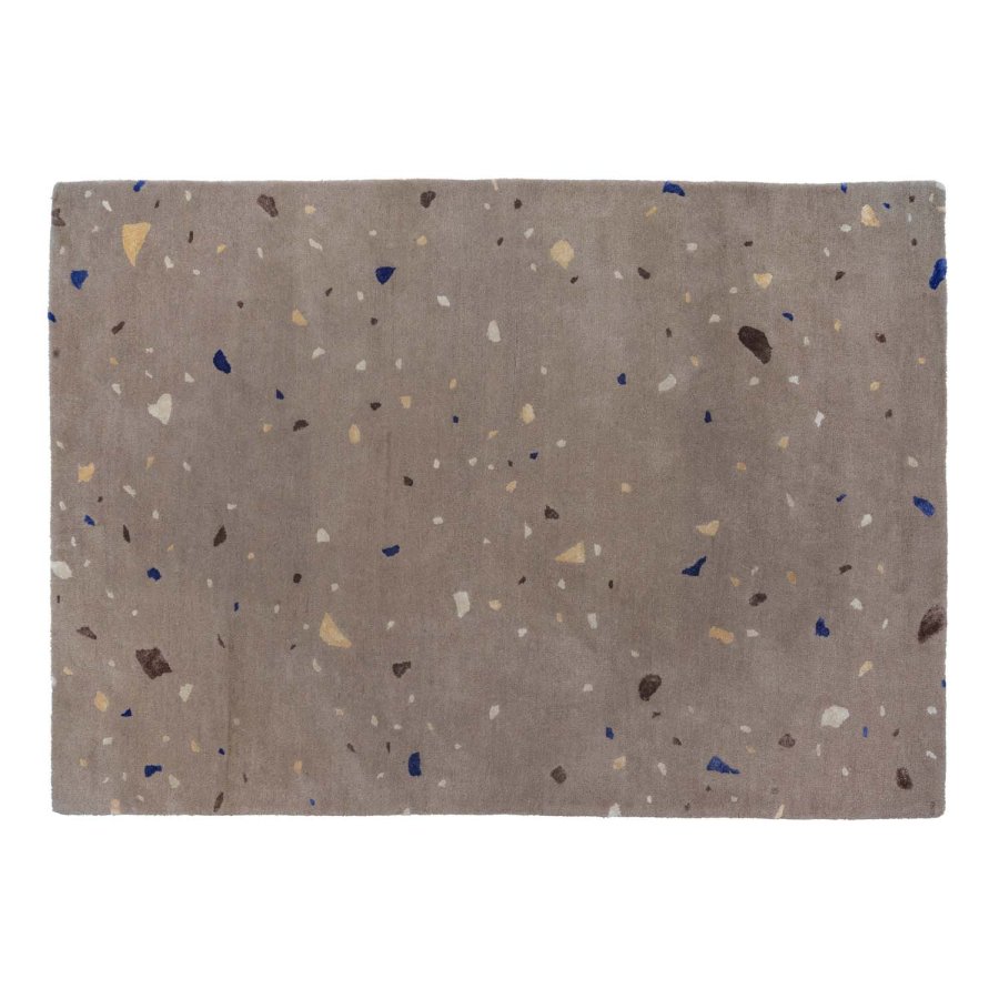 BROSTE COPENHAGEN Terrazzo gulvtppe, rektangulr brun og multifarvet uld (140x200)