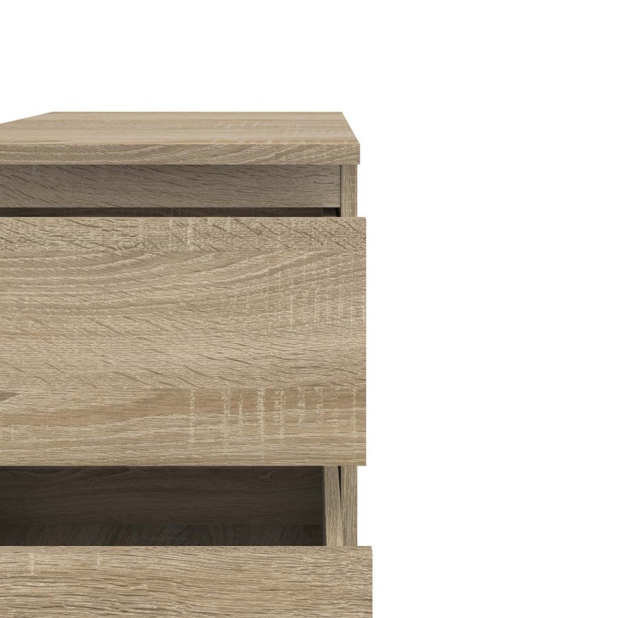 TVILUM Nova Natbord - Naturfarvet komposittr, Eg struktur, 2 skuffer, Kvadratisk, (48x34)