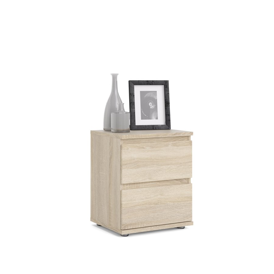 TVILUM Nova Natbord - Naturfarvet komposittr, Eg struktur, 2 skuffer, Kvadratisk, (48x34)