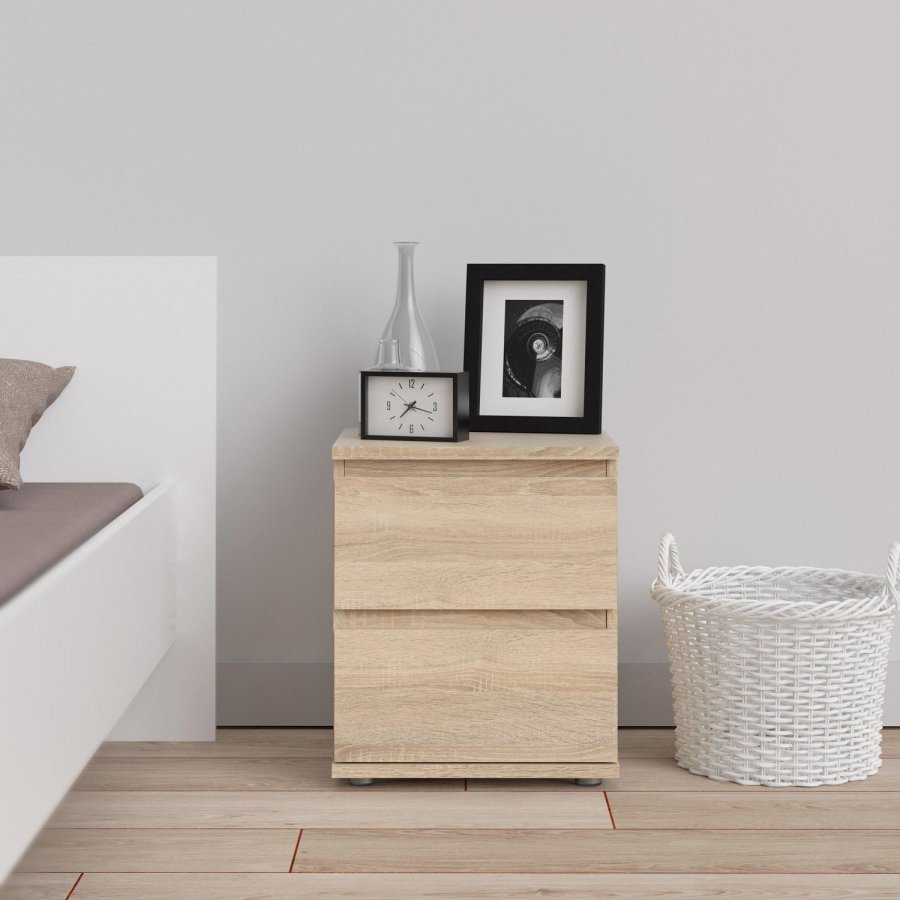 TVILUM Nova Natbord - Naturfarvet komposittr, Eg struktur, 2 skuffer, Kvadratisk, (48x34)