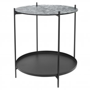 BROSTE COPENHAGEN Tristan sidebord m. hylde - glas og sort jern 