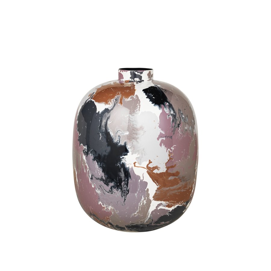 BROSTE COPENHAGEN Thyra vase, rund - mrk multifarvet emaljeret jern