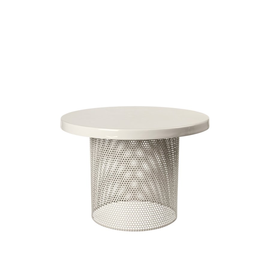 BROSTE COPENHAGEN Tulina sidebord, rund - off white emalje og jern (50)
