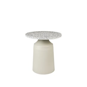 BROSTE COPENHAGEN Agari sidebord, rund - gr/sort terrazzo og rainy day gr jern (45)