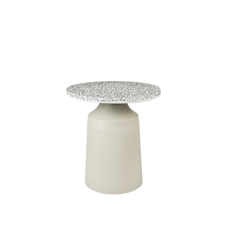 BROSTE COPENHAGEN Agari sidebord, rund - gr/sort terrazzo og rainy day gr jern (45)