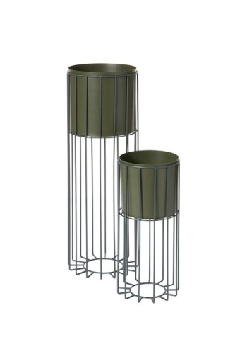 BROSTE COPENHAGEN Fenja urtepotte med stativ, rund - grape leaf grn jern (st med 2)