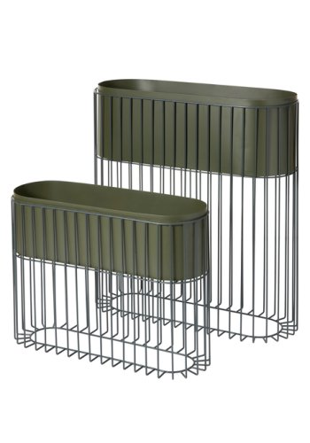 BROSTE COPENHAGEN Fenja urtepotte med stativ, oval - grape leaf grn jern (st med 2)