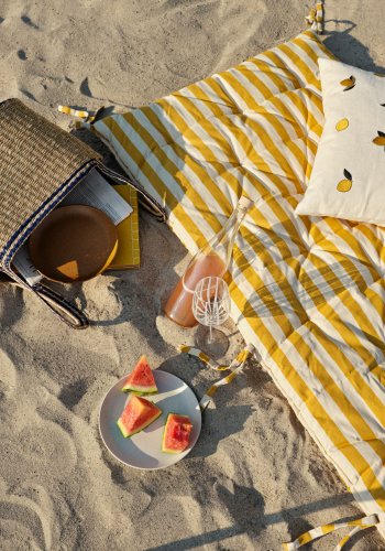 BROSTE COPENHAGEN Franca strandtppe, rektangulr - jelly grn bomuld (70x200)