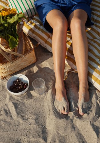 BROSTE COPENHAGEN Franca strandtppe, rektangulr - jelly grn bomuld (70x200)