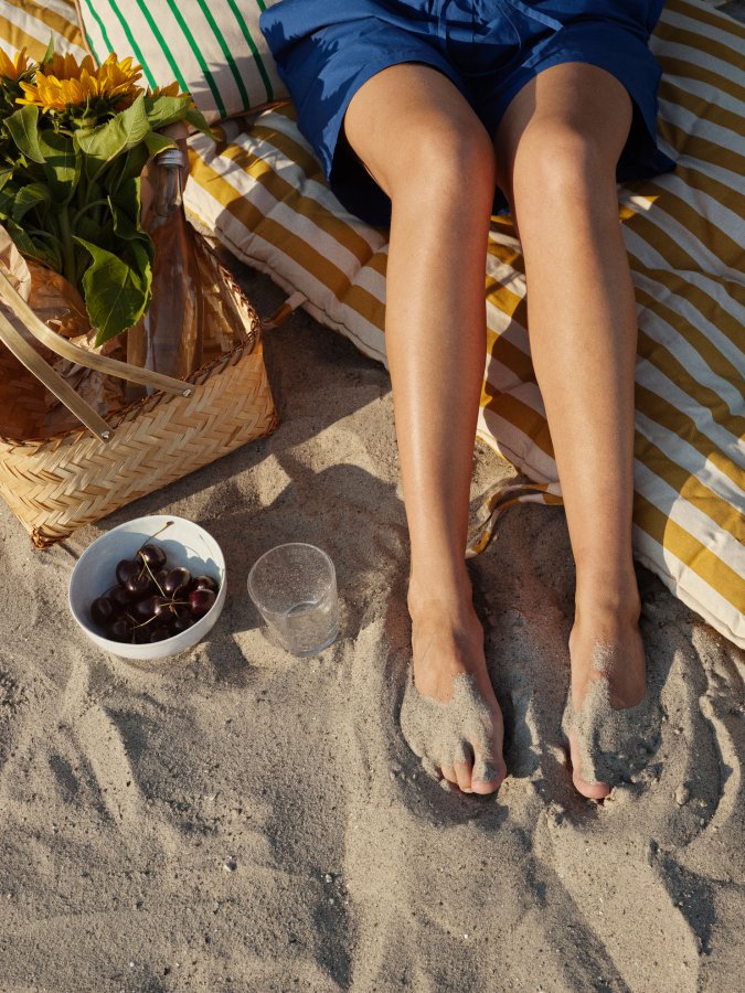 BROSTE COPENHAGEN Franca strandtppe, rektangulr - jelly grn bomuld (70x200)