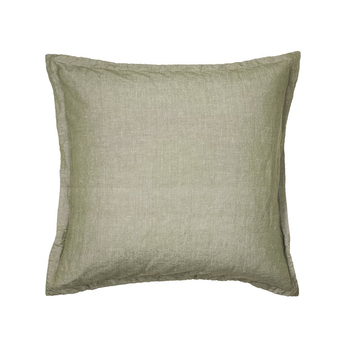 BROSTE COPENHAGEN Linn pudebetrk, kvadratisk - grape leaf grn bomuld/hr (60x60)