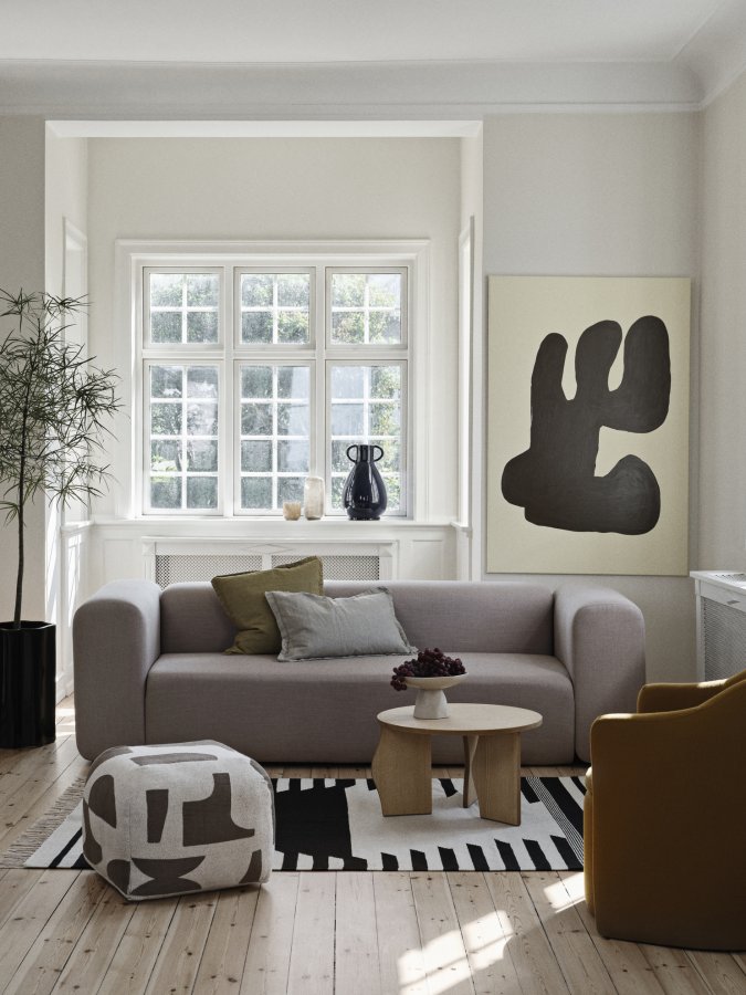 BROSTE COPENHAGEN Linn pudebetrk, kvadratisk - dull gold bomuld/hr (60x60)