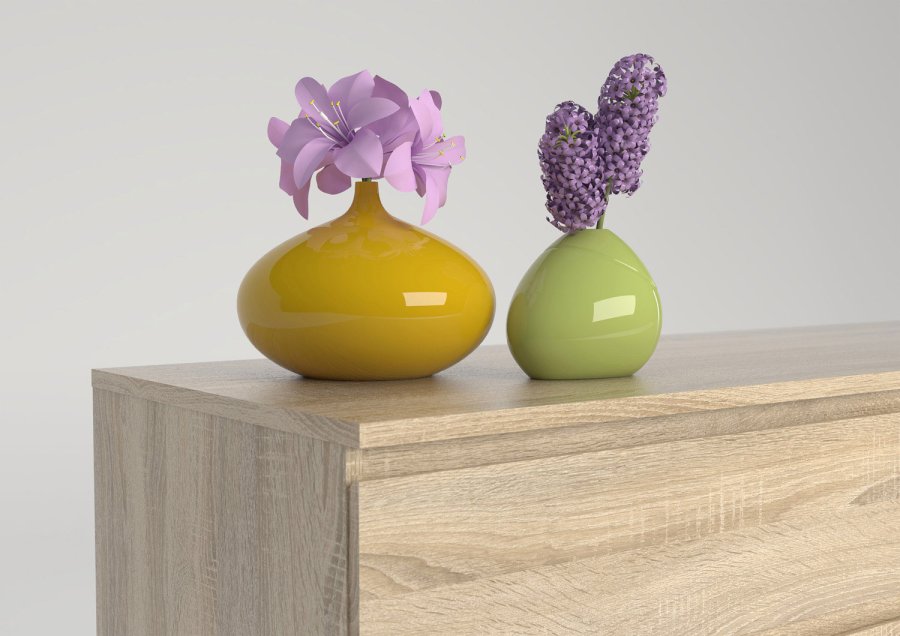 TVILUM Nova  Kommode - Naturfarvet Komposittr, Eg struktur, (84x50) 