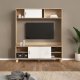 TVILUM Ikast TV-vg med 2 skydedre, Jackson Hickory/Hvid, 158,7 x 48,35 x 180,9 cm