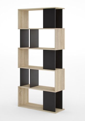 TVILUM Maze bogkasse - natur egetrsstruktur/sort, m. 7 rum 