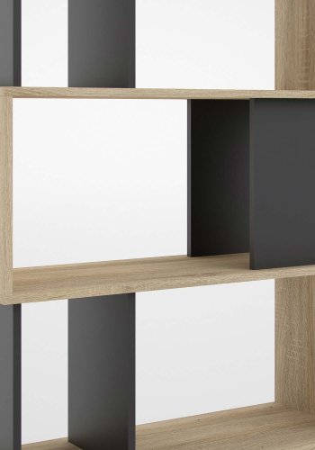 TVILUM Maze bogkasse - natur egetrsstruktur/sort, m. 7 rum 