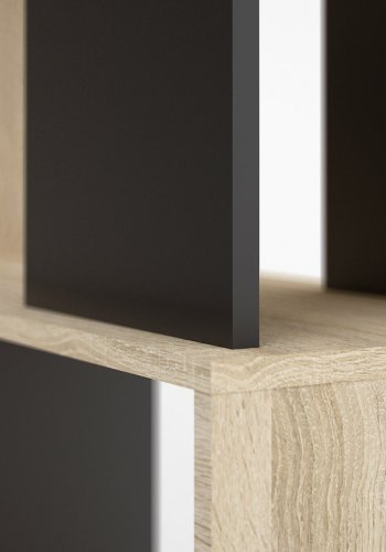 TVILUM Maze bogkasse - natur egetrsstruktur/sort, m. 7 rum 