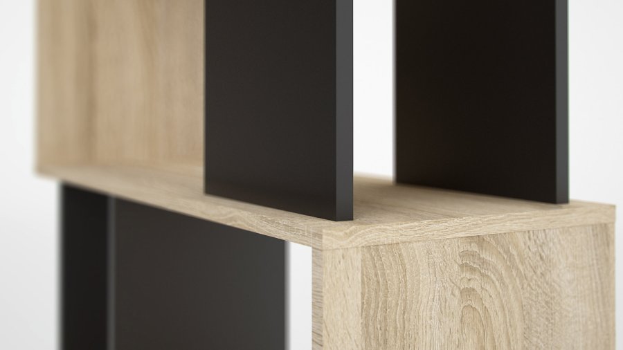 TVILUM Maze bogkasse - natur egetrsstruktur/sort, m. 7 rum 