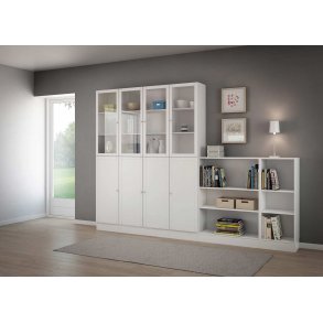 TVILUM Basic reolsystem - hvid/klar glas, m. 8 lger