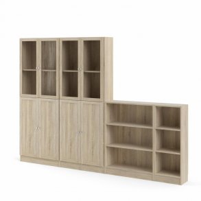 TVILUM Basic reol, m. 8 lger - glas og egetrsfarvet folie