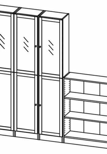 TVILUM Basic reol, m. 8 lger - glas og egetrsfarvet folie