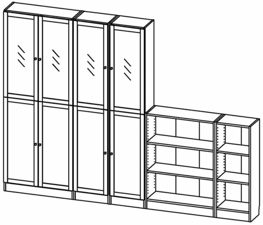 TVILUM Basic reol, m. 8 lger - glas og egetrsfarvet folie