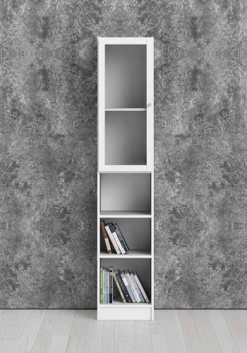 TVILUM Basic reol - klar glas og hvid, m. 1 lge