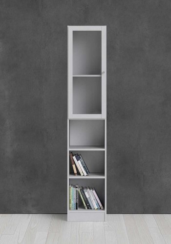 TVILUM Basic reol - klar glas og hvid, m. 1 lge