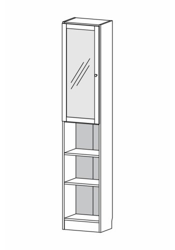 TVILUM Basic reol, m. 1 glaslge - hvid og egetrsfarvet folie