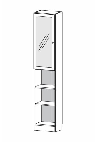 TVILUM Basic reol, m. 1 glaslge - hvid og egetrsfarvet folie