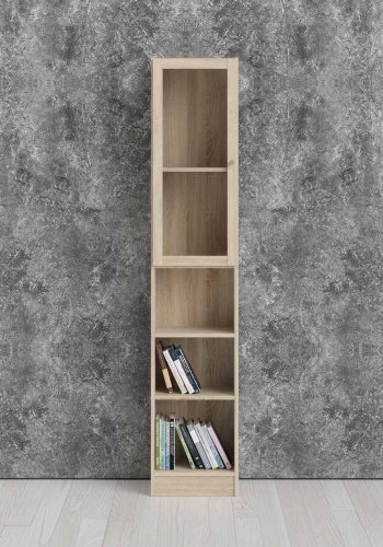 TVILUM Basic reol - klar/natur glas/egetrstruktur, m. 1 lge