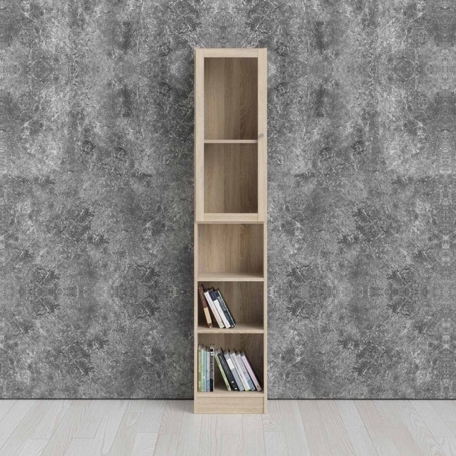 TVILUM Basic reol - klar/natur glas/egetrstruktur, m. 1 lge