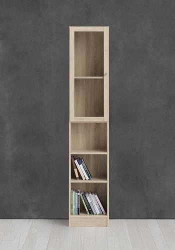 TVILUM Basic reol - klar/natur glas/egetrstruktur, m. 1 lge