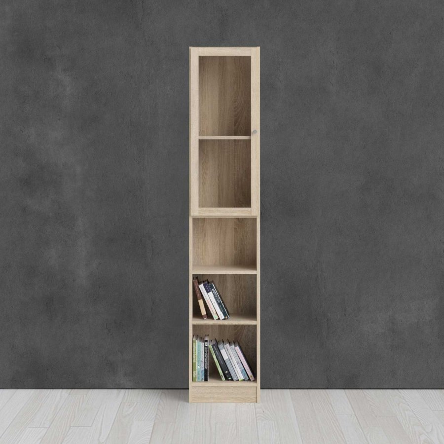 TVILUM Basic reol - klar/natur glas/egetrstruktur, m. 1 lge