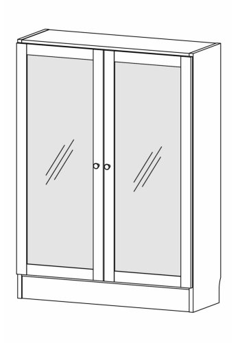 TVILUM Basic reol, m. 2 glaslger - hvid og egetrsfarvet folie