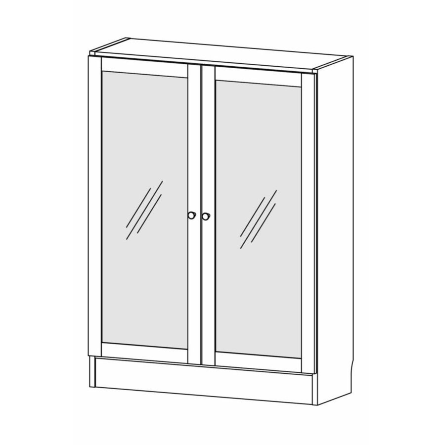 TVILUM Basic reol, m. 2 glaslger - hvid og egetrsfarvet folie