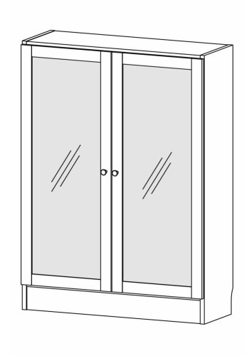 TVILUM Basic reol, m. 2 glaslger - hvid og egetrsfarvet folie