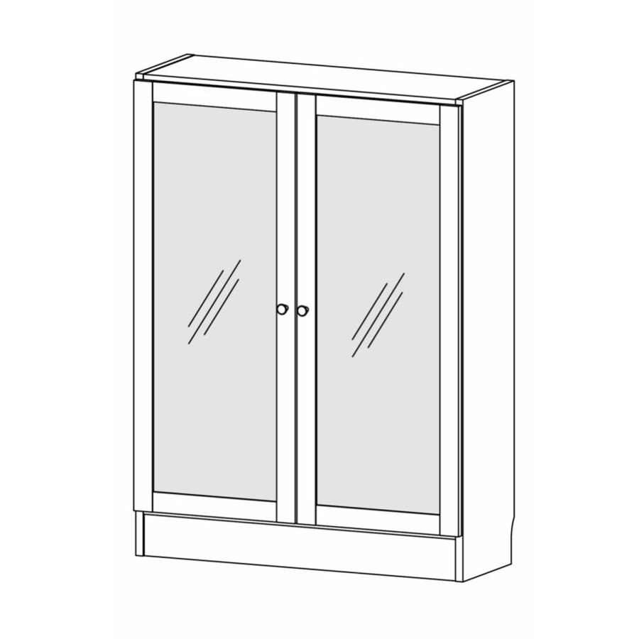 TVILUM Basic reol, m. 2 glaslger - hvid og egetrsfarvet folie