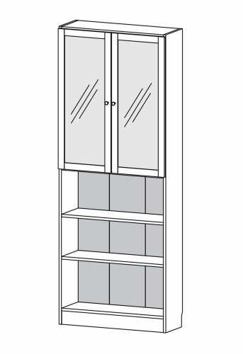TVILUM Basic reol, m. 2 glaslger - hvid og egetrsfarvet folie