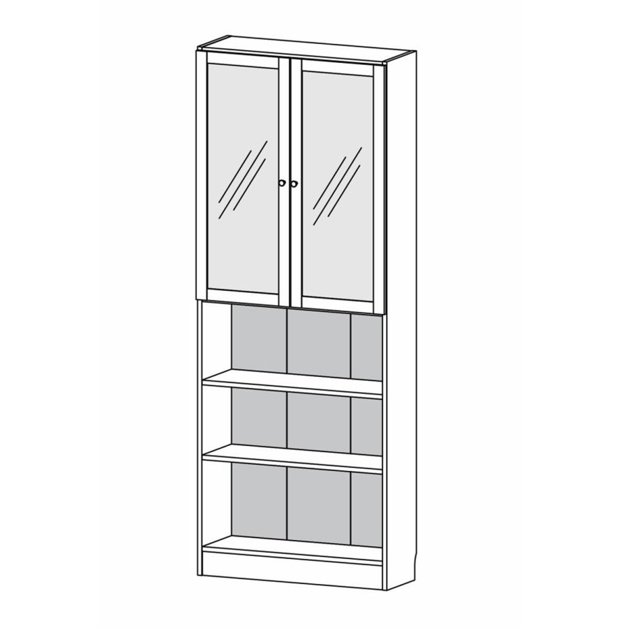TVILUM Basic reol, m. 2 glaslger - hvid og egetrsfarvet folie