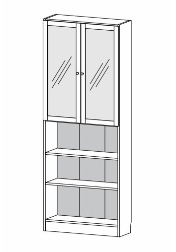TVILUM Basic reol, m. 2 glaslger - egetrsfarvet folie