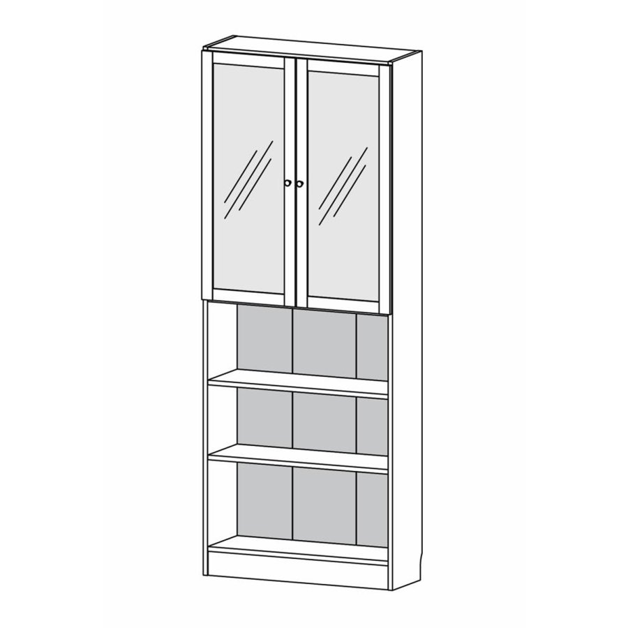 TVILUM Basic reol, m. 2 glaslger - egetrsfarvet folie