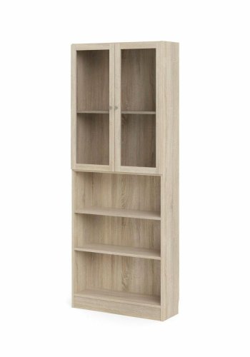 TVILUM Basic reol, m. 2 glaslger - egetrsfarvet folie