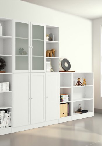 TVILUM Basic reol - hvid/glas, m. 4 lger og 4 hylder 