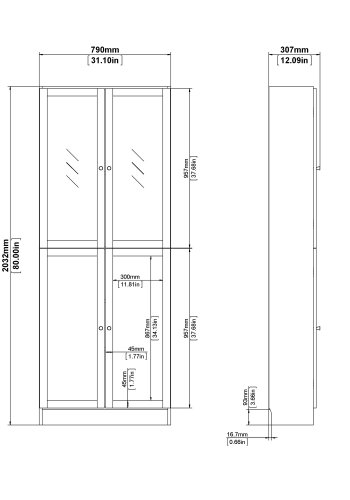 TVILUM Basic reol - hvid/glas, m. 4 lger og 4 hylder 