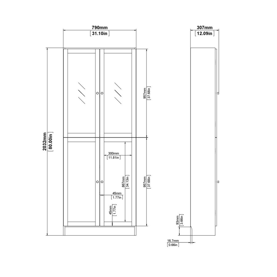 TVILUM Basic reol - hvid/glas, m. 4 lger og 4 hylder 