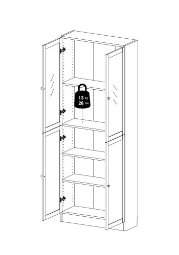 TVILUM Basic reol - hvid/glas, m. 4 lger og 4 hylder 