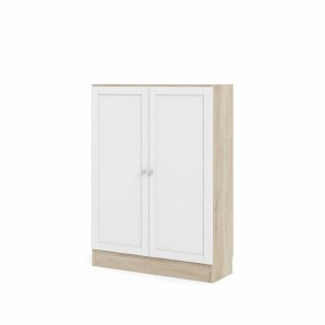 TVILUM Basic bogkasse, m. 2 lger - hvid og egetrsfarvet folie