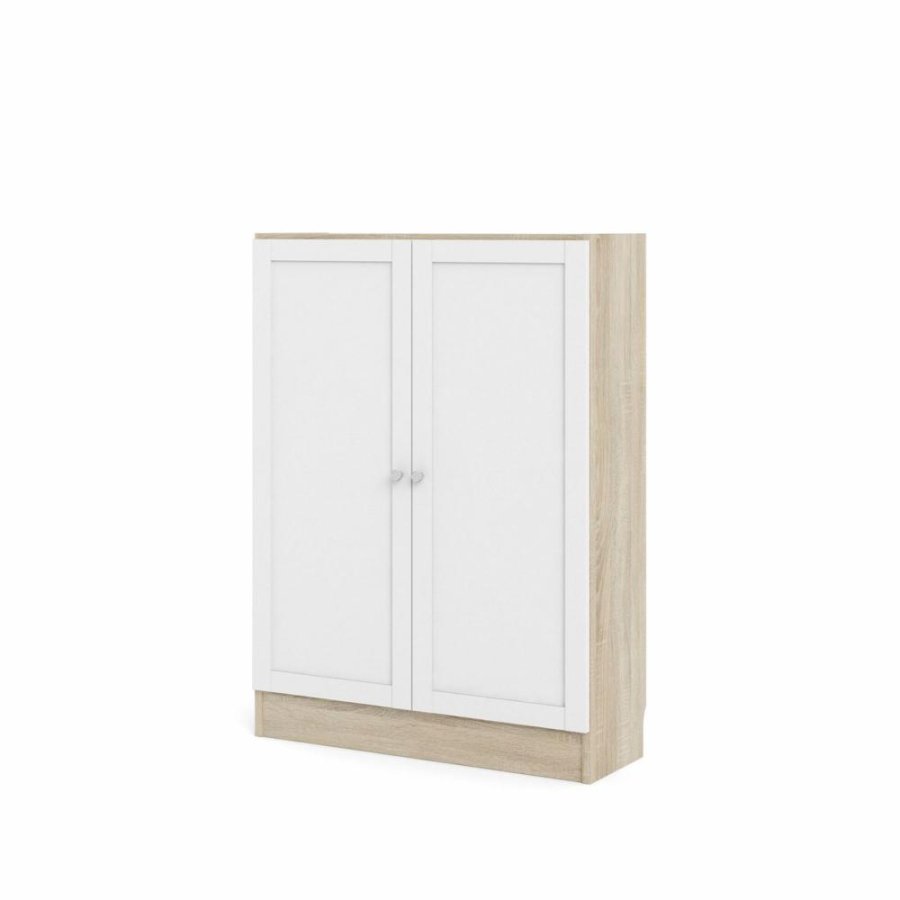 TVILUM Basic bogkasse, m. 2 lger - hvid og egetrsfarvet folie